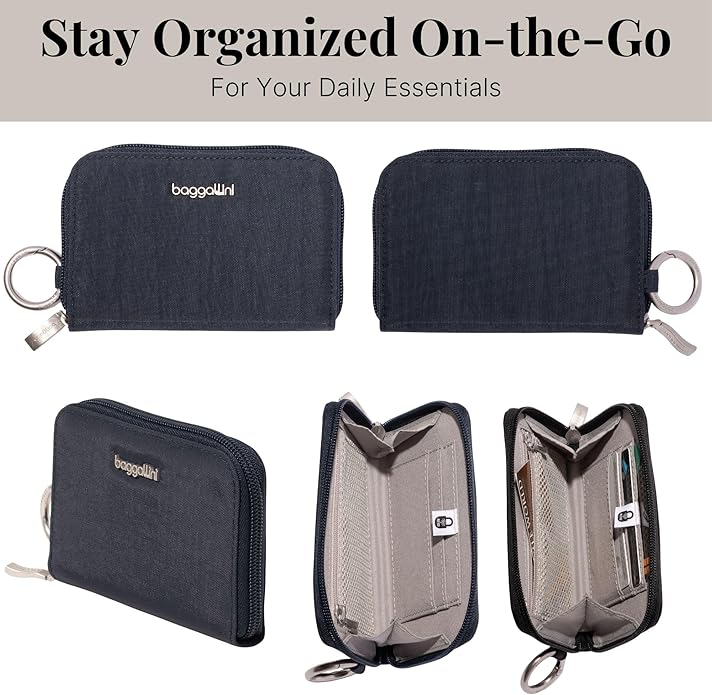Baggallini Deluxe Card Case - Lightweight 5.5"x3.3" RFID Protected Womens Wallet Card Holder