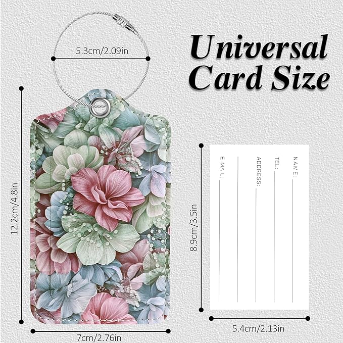 Luggage Tags for Suitcases, 2 Pack Cute PU Leather Luggage Tag TSA Approved with Stainless Steel Loop and Address Card Baggage Tag for Travel&Hotel Stays&Cruise Ships&Shipping and Mailing