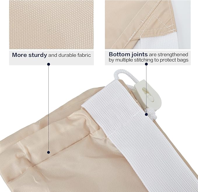 HOMEST 2 Pack XL Nylon Laundry Bag with Strap, Large Dirty Clothes Organizer, Easy Fit a Laundry Hamper or Basket, Can Carry Up to 4 Loads of Laundry, Beige