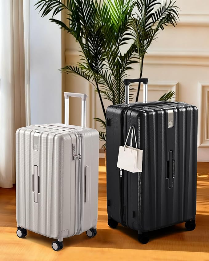 Hanke 24 Inch Plus Expandable Luggage Large Suitcases with Wheels, Medium Checked Luggage Hard Shell Suitcases, PC Trunk Luggage Extra Large Suitcase with Lock for Women Men(Jet Black)