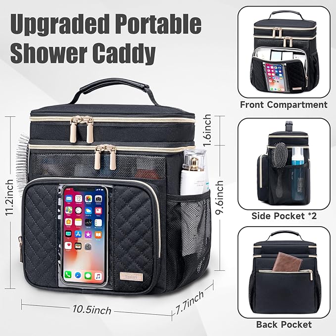 Large Toiletry Bag for Women Men,Bathroom Bag,Water Resistant Shower Bag,Makeup Bag,Portable Shower Caddy for College Dorm,Hanging Travel Toiletry Bag with Transparent Waterproof Phone Pocket