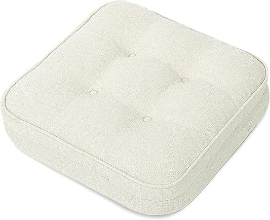 GOFORIT Memory Foam Cushion，Square Seat Cushions for Dining Chairs,Non-Slip Chair Pads with Removable Cover, 16'' x 16'', Off White
