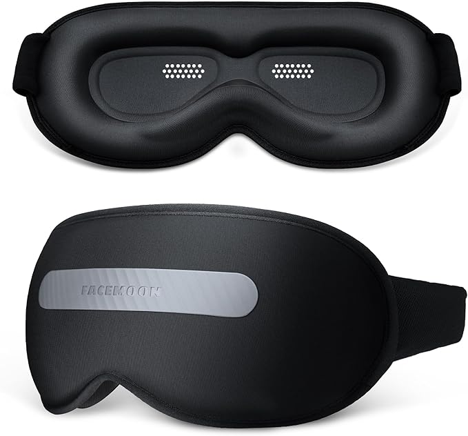 See-Through Sleep Mask with Removable Blackout Strip, Peek-a-Boo Window, 3D No-Pressure Eye Cups, Lash-Friendly, Adjustable Strap (Black)