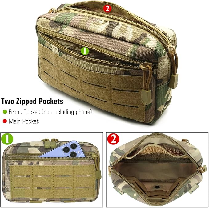 Tactical Molle Pouch, Multi-Purpose EDC Admin Pouch Utility Gadget Gear Backpack Military Waist Bag for Outdoor, Hunting, Traveling, Hiking