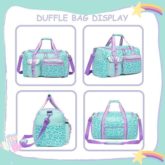 Kids Duffle Bag Girls Women Travel Bag Gifts Overnight Bags for Girls Women Dance Sleepover Bags for Kids with Shoes Compartment
