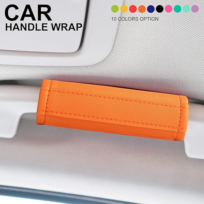 Luggage Handle Wrap 5 Pack-Leather Luggage Handle Wraps for Suitcase/Handbag/Duffel Bag/Car Bright Luggage Identfier/Handle Covers/Grips Luggage Accessories for Travel 3.0 (Orange)