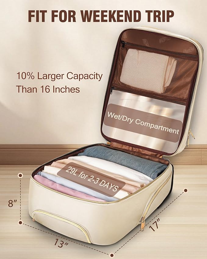 Underseat Carry On Luggage with 2 Wheels, Airline Approved Personal Item Suitcase with Multiple Compartments, Lightweight Softside Under Seat Carry-on Suitcases for Women Travel Business, Beige