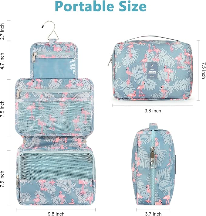 Mossio Hanging Toiletry Bag with Sturdy Hook - Large Portable Cosmetic Makeup Travel Organizer for Men & Women