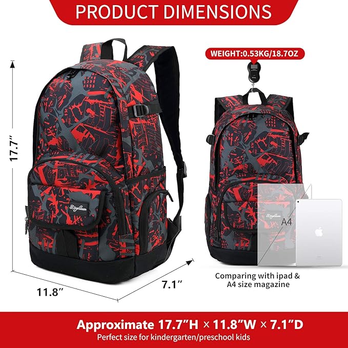 rickyh style School Backpack Travel Bag for Men & Women Lightweight College Back Pack with Laptop Compartmen (5, New Red)