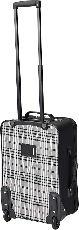 Rockland Fashion Softside Upright Luggage Set, Expandable, Black Plaid, 2-Piece (14/19)