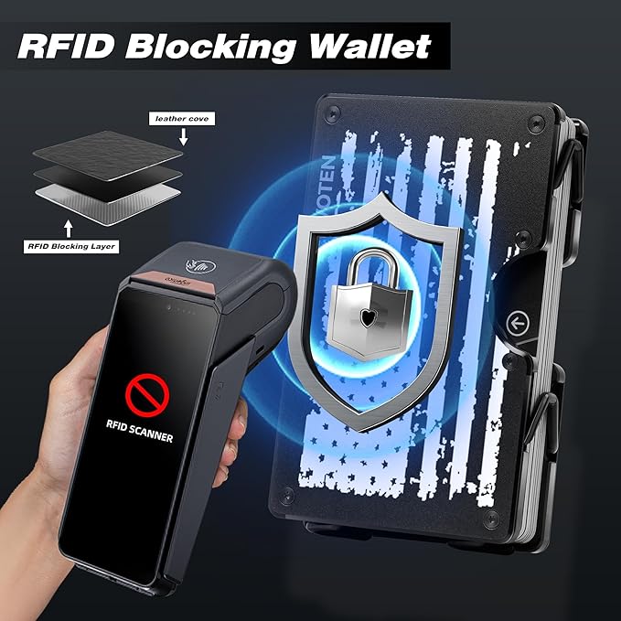 Lenvoten Upgraded Hinged Minimalist Wallet for Men | Slim Metal RFID Blocking Wallet | Credit Card Holder & Money Clip Holds 20 Cards | Premium Scratch-Resistant Finish | Ideal Gift for Men