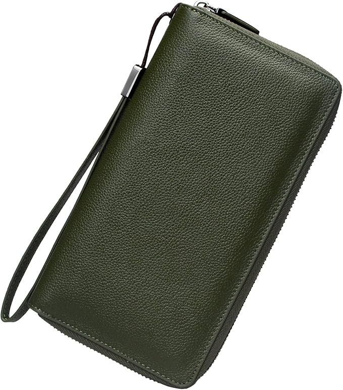 Bveyzi Women RFID Blocking Wallet Leather Zip Around Phone Clutch Large Capacity Ladies Travel Purse Wristlet | RFID Blocking, Zip Around, Large Capacity