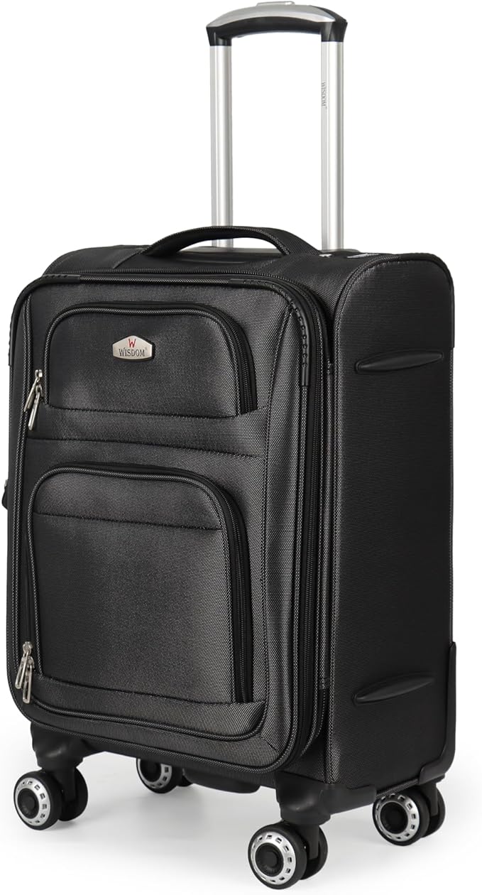 20'' Carry on Luggage,Softside Suitcase w/Combination LOCK,Expandable 15% Luggage w/Double Spinner Wheels,Lightweight Rolling Suitcases for Men/Women（Black,20in）