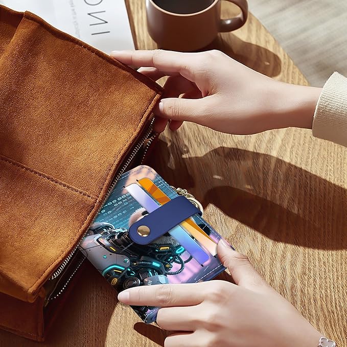 Airkit Small Wallets Woman RFID Blocking Leather Credit Card Holder - with ID Window - Card Wallets for Women - with Zipper Coin Purse - Keychain Wallet