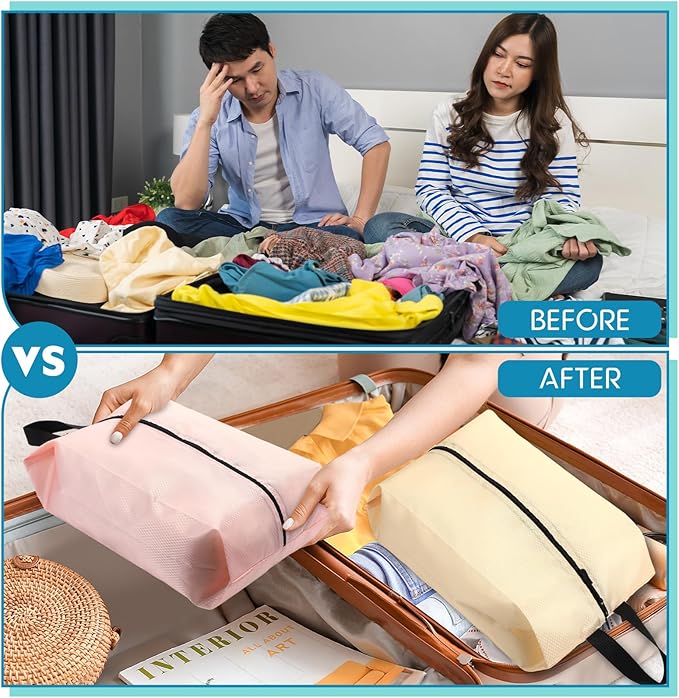 6 Pcs Travel Shoe Bags with Zipper Portable Suitcase Shoe Organizer Packing for Men Women Nylon Multicolor(M,Pastel)