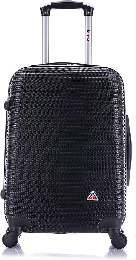 InUSA ROYAL Hardside Luggage with Ergonomic Handles | Spacious Travel Suitcase with Four Spinner Wheels and Studs | 20 Inch Hardside Carry-On Spinner Luggage | Black