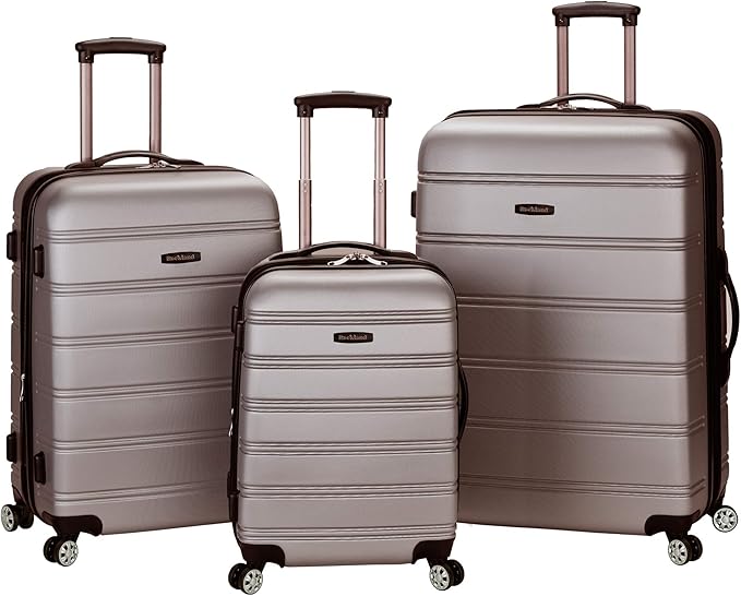 Rockland Melbourne Hardside Expandable Spinner Wheel Luggage, Silver, 3-Piece Set (20/24/28)