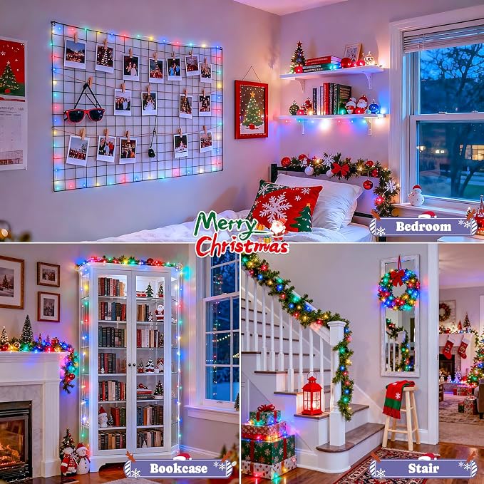 JMEXSUSS 2Pack Multicolor Fairy Lights Battery Operated, Total 400LED 132ft | With Remote, Waterproof, 8 Modes, Battery Powered Christmas Fairy String Lights for Bedroom Tree Patio Deck Garden Xmas Decor