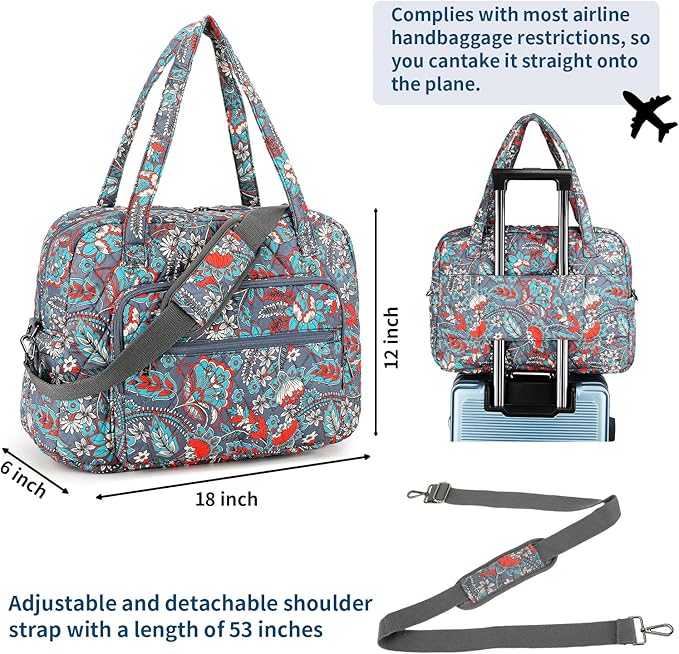Searock Quilted Travel Duffle Bag, Weekender Overnight Bags for Women Travel, Carry On Duffel Bags for Airplanes Orange