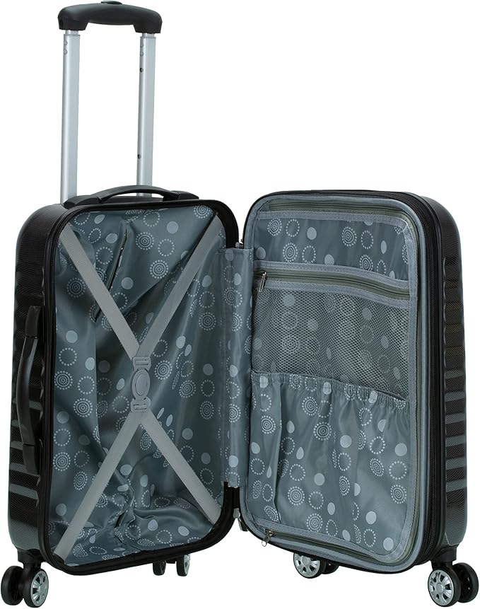 Rockland Melbourne Hardside Expandable Spinner Wheel Luggage, Carbon, Carry-On 20-Inch