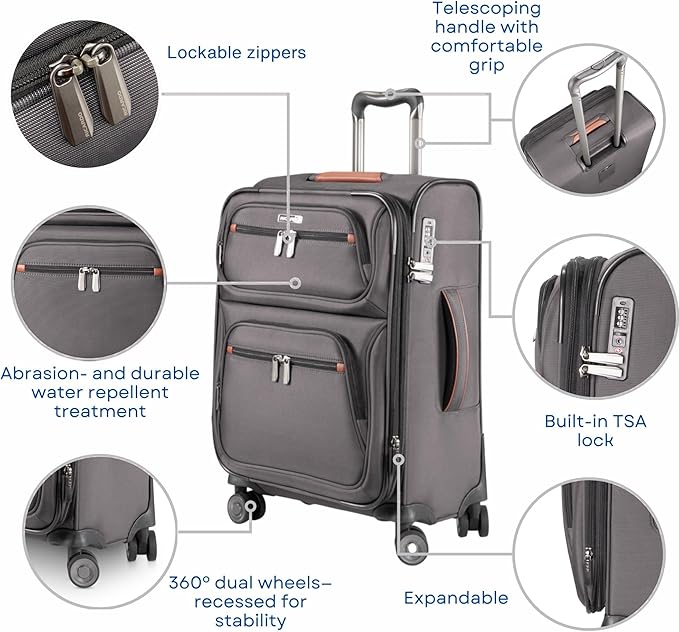 Ricardo Beverly Hills Montecito 3.0 Softside Luggage Collection – Expandable Suitcases with Wheels and TSA Lock. 21” Carry-on, French Gray