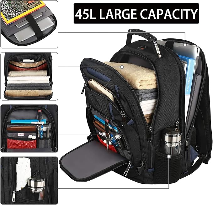 Mogplof 17.3 Laptop Backpack for Men Women, Extra Large Travel laptop Backpack with Rain Cover, TSA Friendly Flight Approved with RFID Anti Theft Pocket, Water Resistant School BookBag