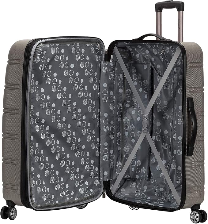 Rockland Melbourne Hardside Expandable Spinner Wheel Luggage, Silver, 3-Piece Set (20/24/28)