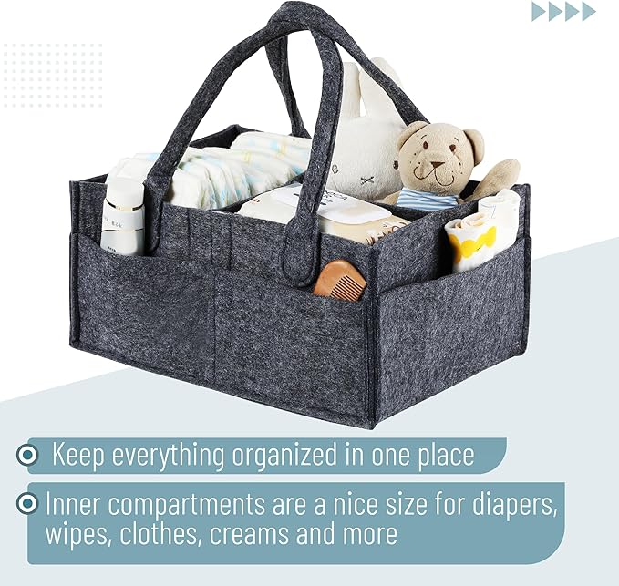 Mr. Pen- Baby Diaper Caddy Organizer, Charcoal Gray, Car Diaper Caddy, Baby Caddy Organizer, Portable Diaper Caddy, Diaper Organizer for Changing Table, Baby Organizer for Nursery
