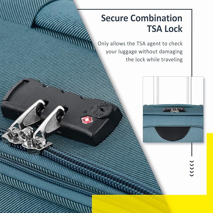 3 Piece Softshell Expandable Luggage Sets, Lightweight Travel Suitcase Set with TSA Lock and 360°Swivel Spinner Wheels, Durable Softside Luggage for Men Women, 22 in/26 in/30 in, Green