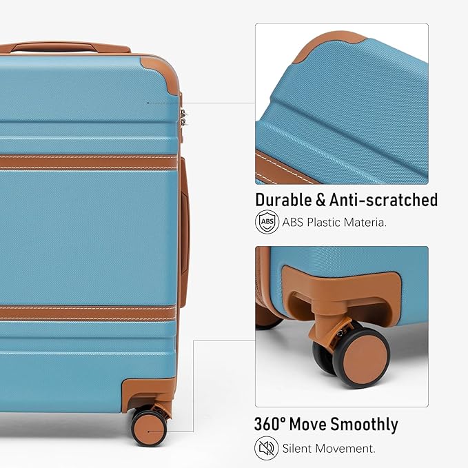 LONG VACATION Luggage Set 6 Piece Suitcase with Spinner Wheels, ABS+PC Hardshell Luggage with TSA Lock & YKK Zipper