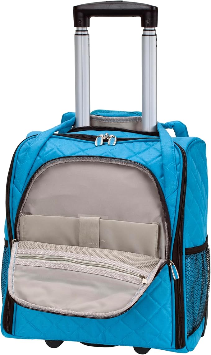 Rockland Melrose Upright Wheeled Underseater Carry-On Luggage, Turquoise, 15-Inch