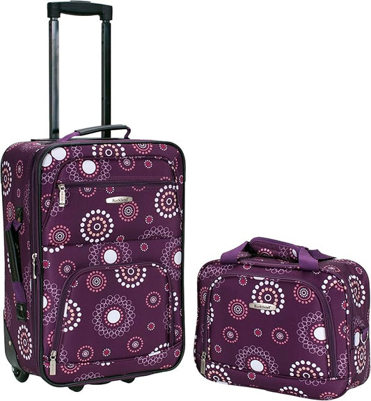 Rockland Fashion Softside Upright Luggage Set, Expandable, Purple Pearl, 2-Piece (14/19)