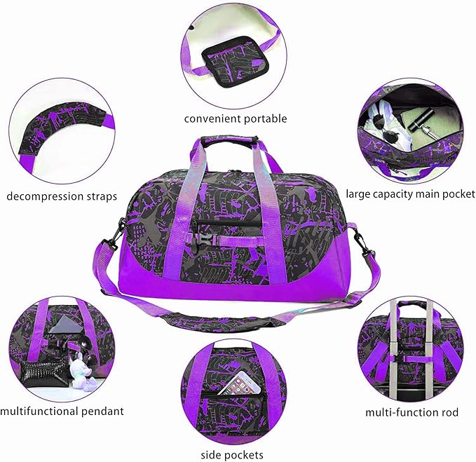 Stumdo Kids Overnighter Duffel Bags for kids, Carry-On Size & Ideal for School Practice or Overnight Travel Weekender Tote for Travel Gym Sport bag for Boys & Girls (11tyzi)