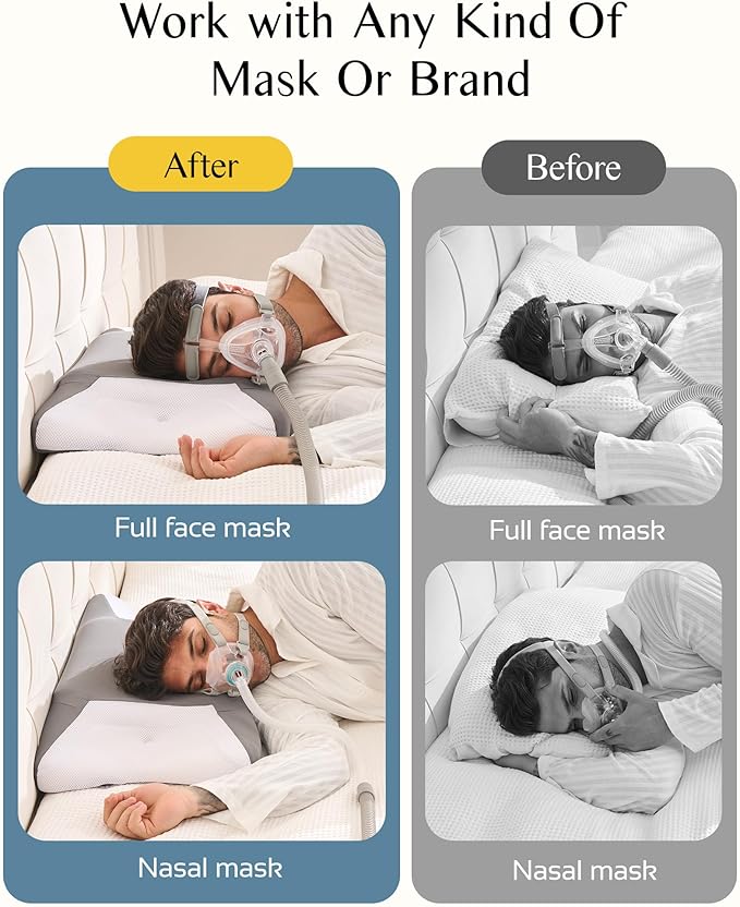 CPAP Pillow for Side Sleeping, HSA/FSA Sleep Apnea Pillow for All CPAP Masks Users to Reduce Air Leaks, Masks Pressure, Memory Foam with Cooling & Breathable Pillowcase for Side Back Sleeper
