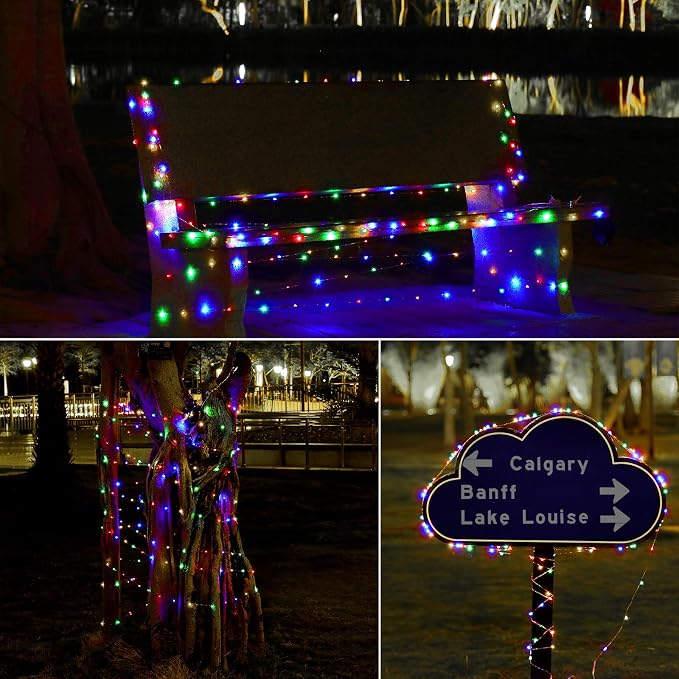 Ariceleo Led Fairy Lights Battery Operated, 2 Packs Mini Battery Powered Copper Wire Starry Fairy Lights for Bedroom, Christmas, Parties, Wedding, Centerpiece, Decoration (5m/16ft Multi-Colored)