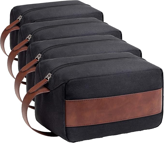 Vorspack Toiletry Bag for Men - Water Resistant Travel Bag for Toiletries, Accessories, Travel Essentials, Gifts - Black (Pack of 4)