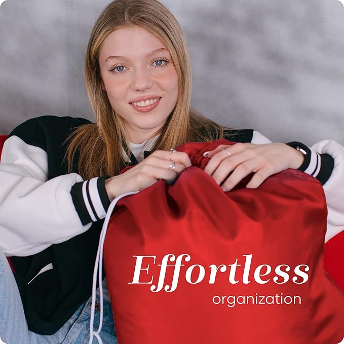 Handy Laundry Extra Large Heavy Duty Laundry Bag – Durable Nylon, Locking Drawstring, Machine Washable, Fits Hamper or Basket, Travel & Dorm Essentials, Holds Up to 3 Loads (Red)