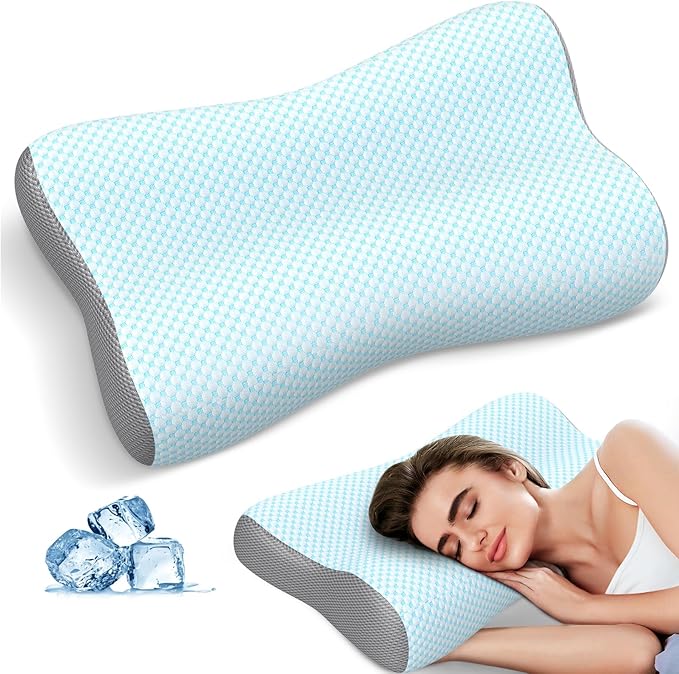Cervical Neck Pillow for Pain Relief, Contour Memory Foam Pillows for Sleeping, Ergonomic Pillow Orthopedic Cooling Pillow Bed Pillow Neck Support for Side Back Stomach Sleepers