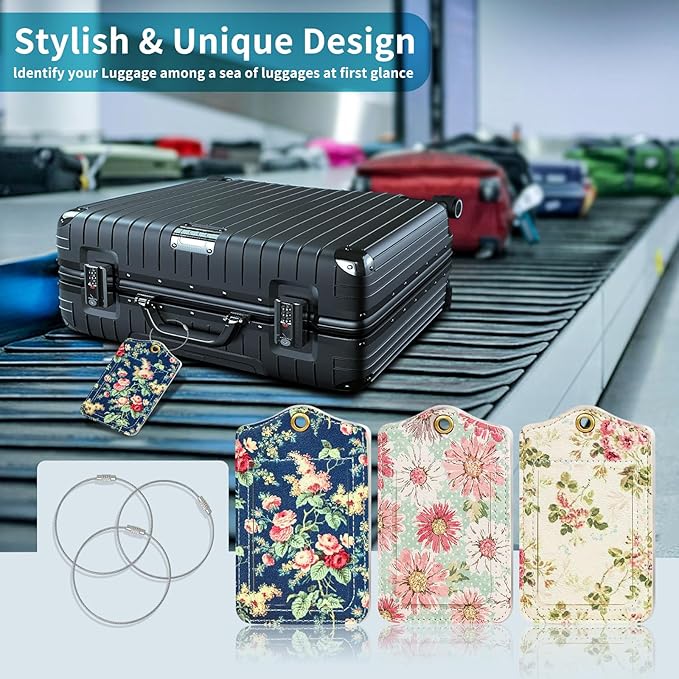 Fishent Luggage Tag, 3 Pack Travel Cruise Luggage Tags for Suitcases, Cute Suitcase Tags Identifiers Bag Tags with Privacy Flap, Baggage Name Tag for Women Men Luggage Backpack Handbag School Bag