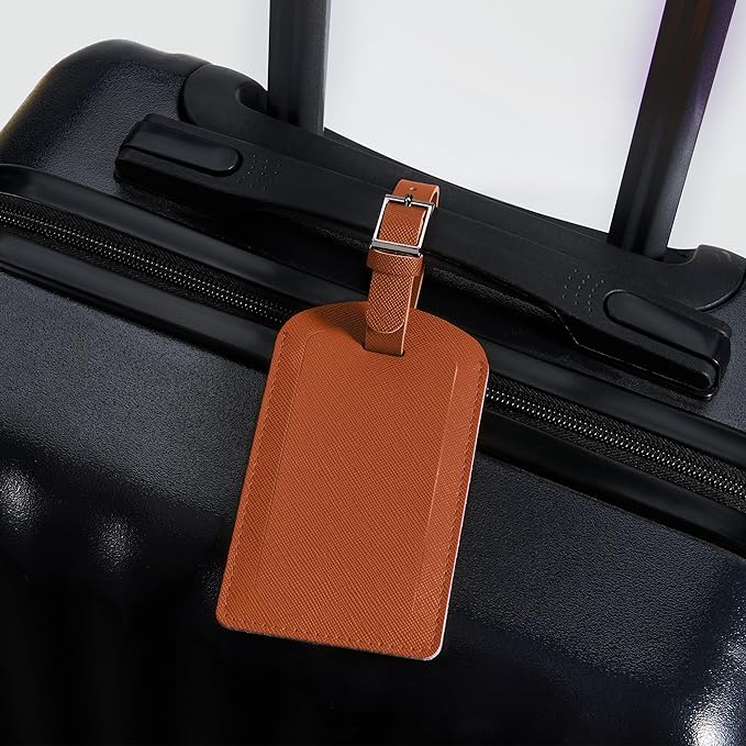 3 Pack Luggage Tags for Suitcases, TSA Approved Bag Tags, Baggage Tags with Privacy Protection, Travel Essentials Luggage Accessories, Reddish Brown
