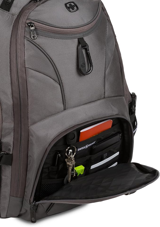 SWISSGEAR 1900 ScanSmart TSA Laptop Backpack Fits 17 Inch Laptop with RFID Protection and Tablet Pocket, Sting Grey Ballistic, 19-Inch