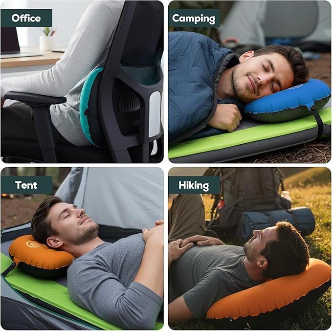 Gear Doctors 3.5oz Compact Ultralight Inflatable Camping Pillow—Inflatable Camp Pillow—Backpacking Pillows Ultralight—Camping Pillows for Sleeping, Hiking, Travel, Beach, Office, Neck, Lumper [Orange]
