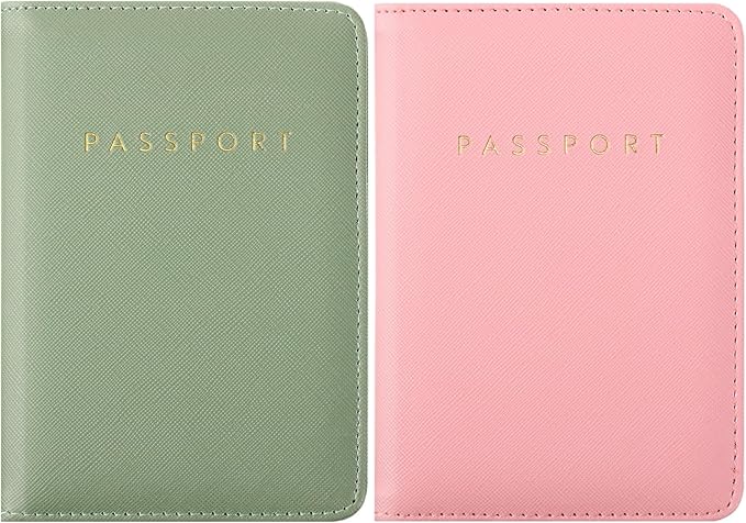 2 Pcs Passport Cover Holder for Travel Waterproof Leather Passport Wallet Case Book Travel Cruise Essentials for Women Men | 2 Pieces, Bridal, Holder, Waterproof, Holder Covers, Travel Wallet