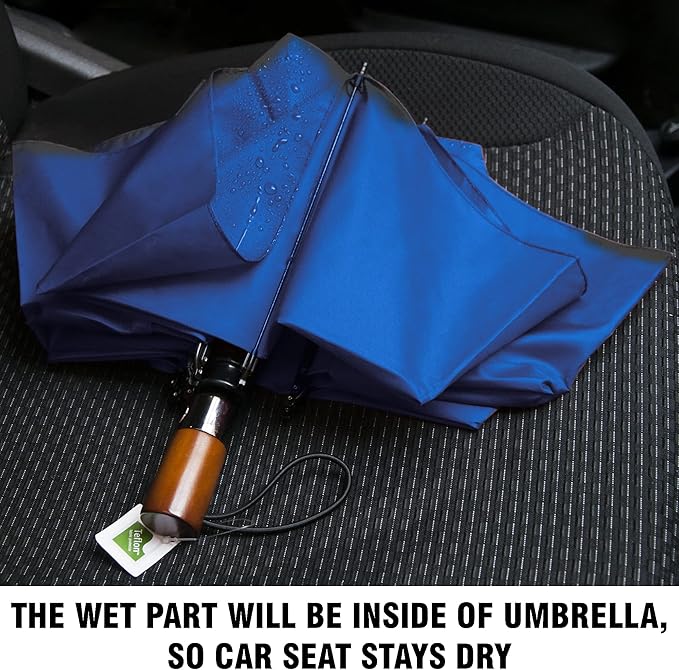 Raintrend Windproof Travel Umbrellas for Rain Automatic +10% Bigger Canopy Strong Frame Compact Folding Portable Umbrella for Women Men Backpack Purse