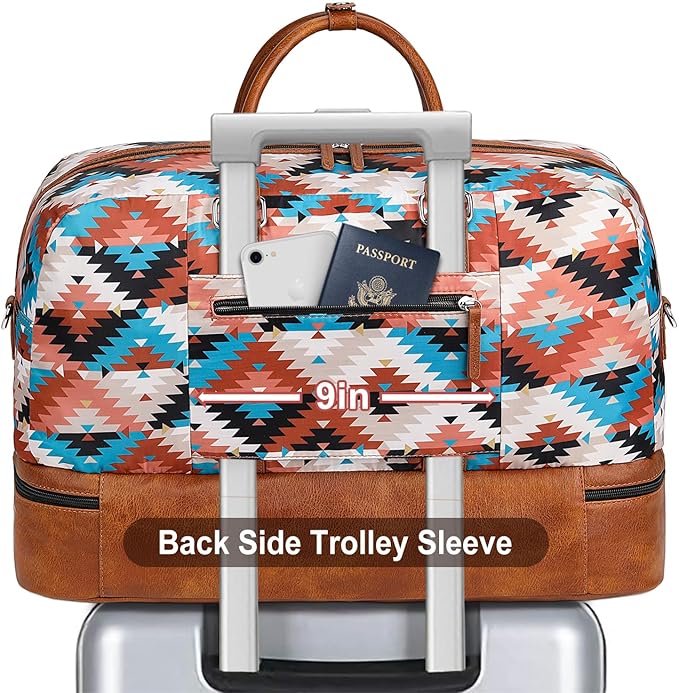 Weekender Bag for Women, Large Overnight Bag Canvas Travel Duffel Bag Carry On Tote with Shoe Compartment 21" 3Pcs Set