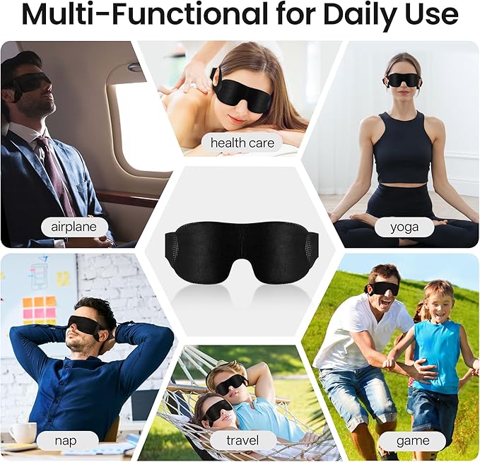 100 Packs Disposable Sleep Masks Bulk, Blackout Blindfolds for Men Women, Soft Eyemasks Adjustable for Sleeping Travel Yoga, Light Blocking Night Eye Mask for Party Games Team Building