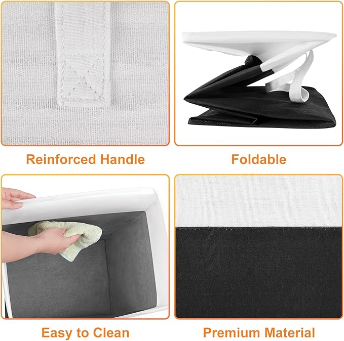TasticTotes laundry basket 3-Pack, laundry hamper, Hamper with handles, collapsible laundry baskets, Waterproof dirty clothes hamper, Towel Storage for Home or Dorm, 125L-Black