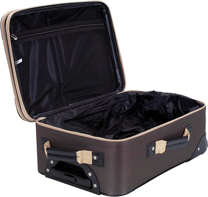 Rockland Fashion Softside Upright Luggage Set,'Expandable,Lightweight,Telescopic Handle,Wheel, Brown, 2-Piece (14/19)