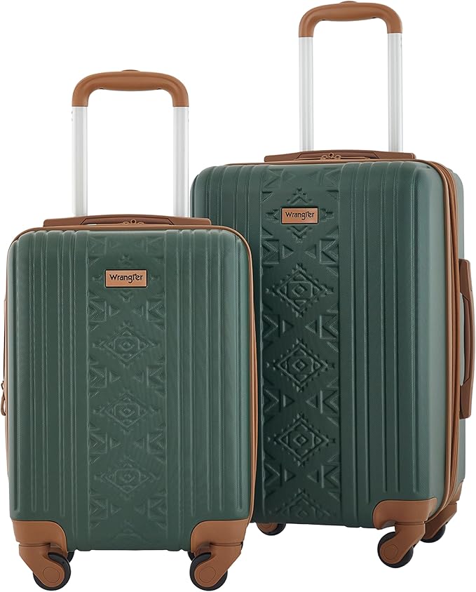 Wrangler 22" and 18" Heartland 2-Piece Carry-On Luggage Set, Satin Moss