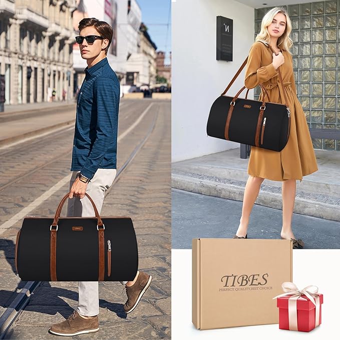 Convertible 2-in-1 Garment Bags for Travel, 50L Carry On Garment Duffle Bag With Shoe Compartment Large Weekender Bag for Women Men Hanging Suitcase Suit Travel Duffel Overnight Bags 4pcs Set